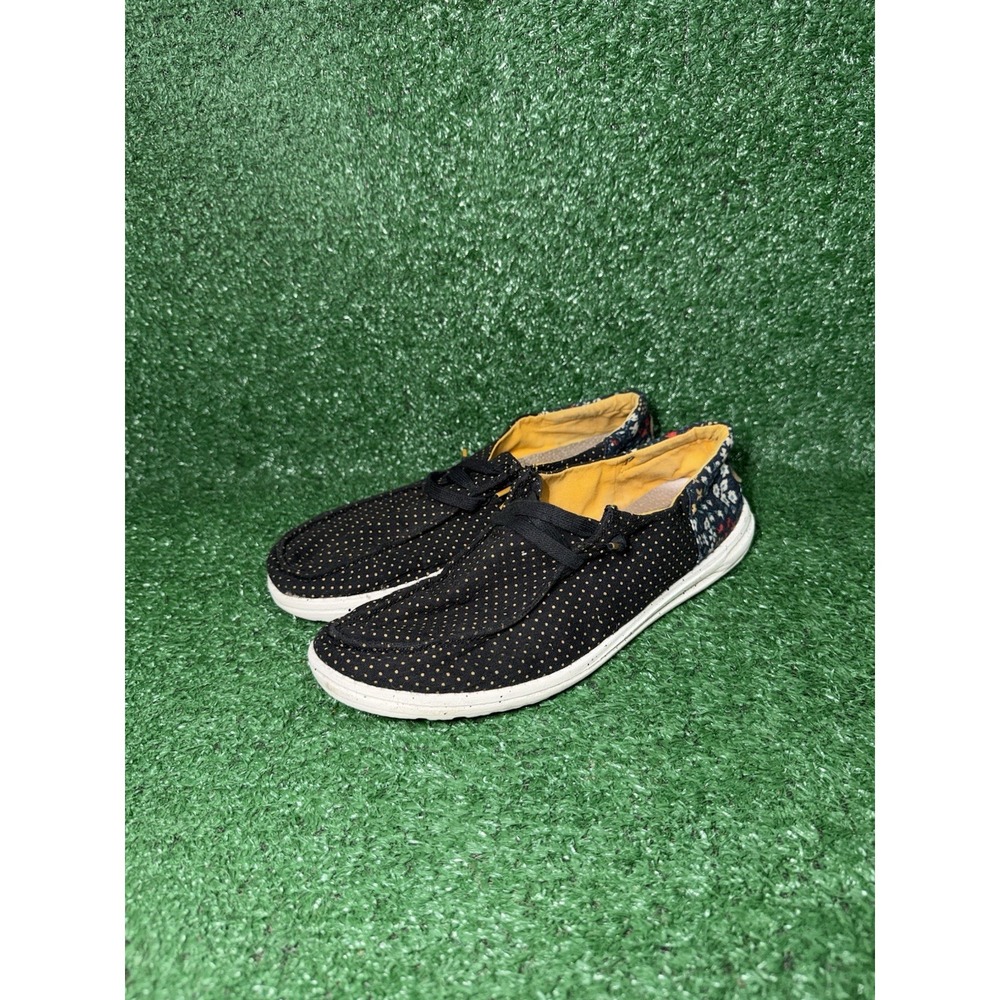 Hey Dude Wendy Women Size 10 Black Polka Dot Hippie Shoes Comfort Slip On Loafer - Picture 3 of 9